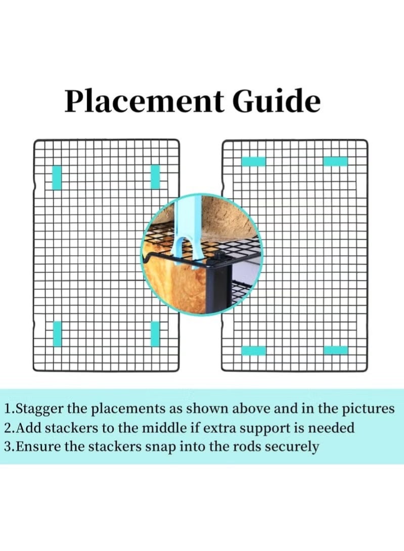 موثوقية التنبؤ 4PCS توفير الحصاد التبريد رف التراكم، التبريد رف المنظم، التراكم مقاطع الكوكيز ورف التبريد القابل للتراكم، الكوكيز الخبز الكعكة التبريد رف الهدايا الخبز (أسود، 4pcs كبيرة) - Image 5